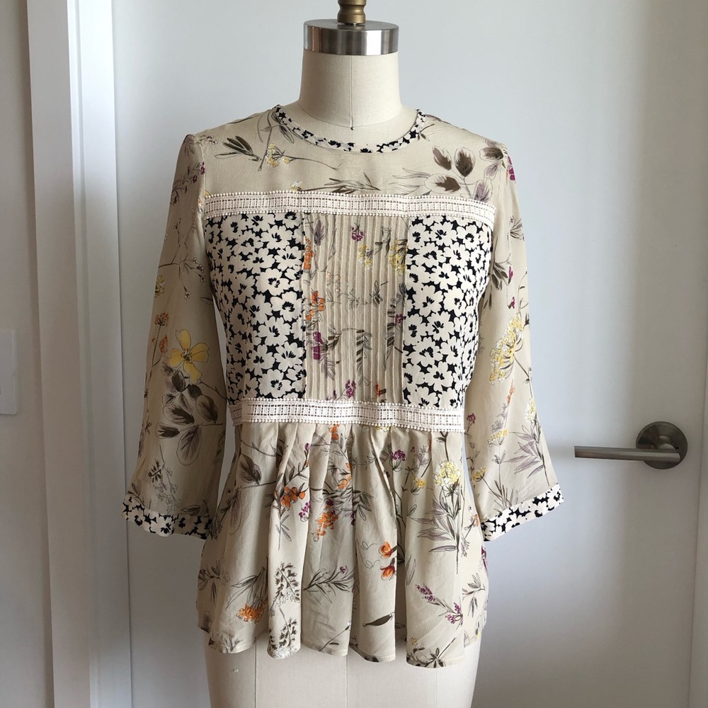 Max Mara Weekend Silk Floral Patchwork Top